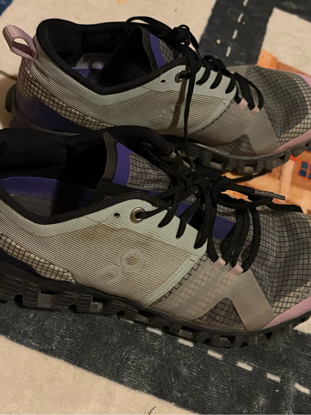 On Running Women's Athletic Shoes in Black, Gray & Purple with Pink Accents